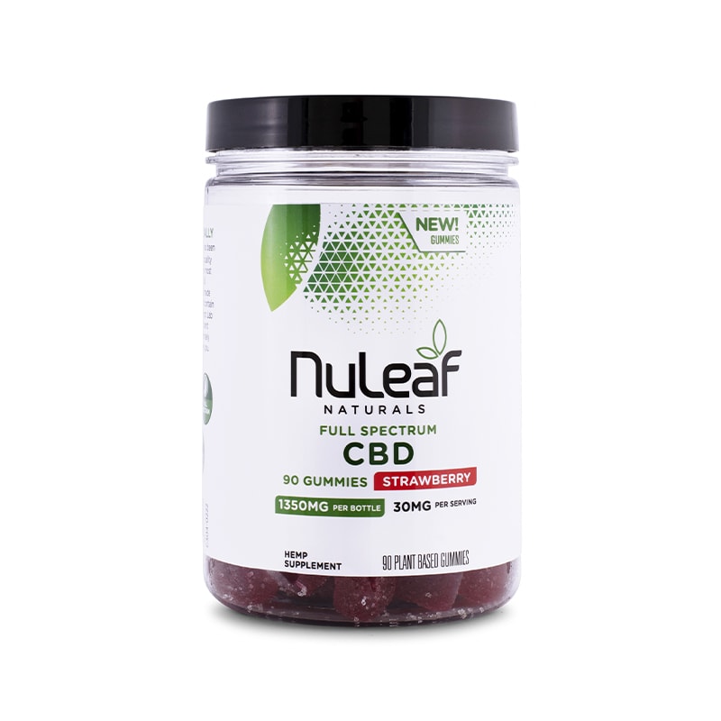 NuLeaf Naturals, Hemp CBD Gummies, Strawberry, Full Spectrum, 90ct, 1350mg CBD 1