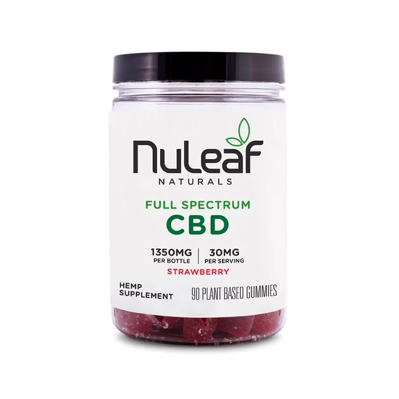NuLeaf Naturals, Hemp CBD Gummies, Strawberry, Full Spectrum, 90ct, 1350mg CBD