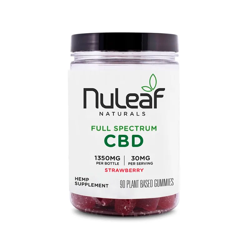 NuLeaf Naturals, Hemp CBD Gummies, Strawberry, Full Spectrum, 90ct, 1350mg CBD