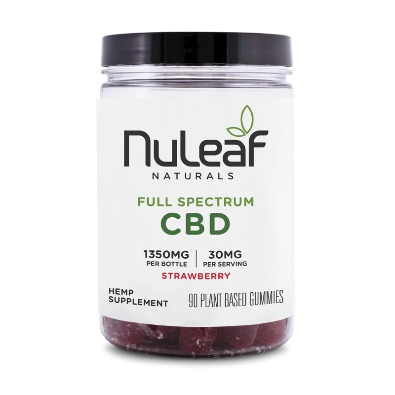 NuLeaf Naturals, Hemp CBD Gummies, Strawberry, Full Spectrum, 90ct, 1350mg CBD
