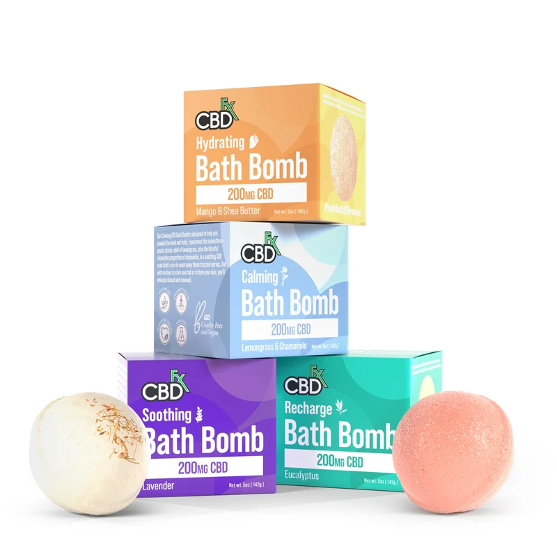 CBDfx, CBD Bath Bomb – Calming, Lemongrass + Chamomile, Isolate THC-Free, 200mg CBD 1