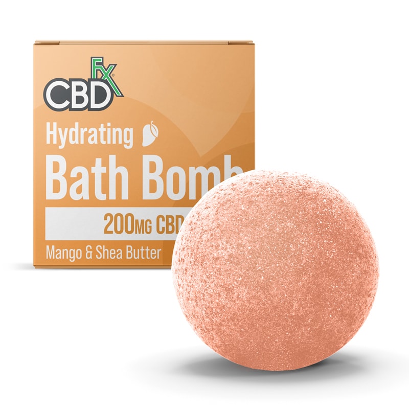 CBDfx, CBD Bath Bomb – Hydrating, Mango + Shea Butter, Isolate THC-Free, 200mg CBD 1