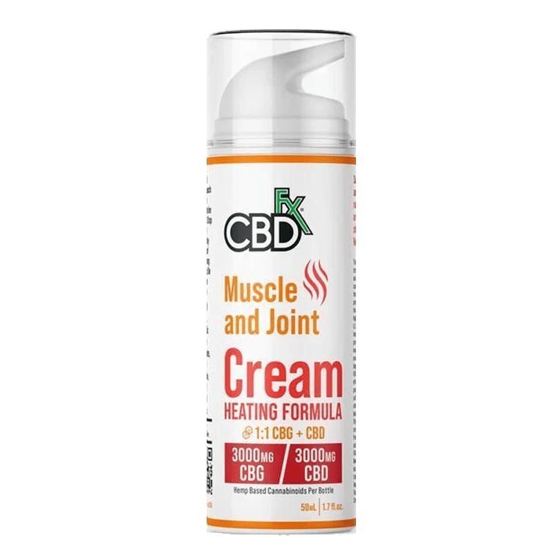 CBDfx, CBG + CBD Cream For Muscle + Joint: Heating Formula 1:1 Ratio, Broad Spectrum THC-Free, 1.7oz, 3000mg CBG + 3000mg CBD