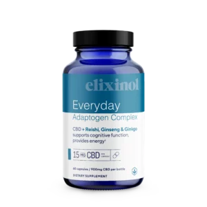 Elixinol, Everyday Adaptogen Complex CBD Capsules, Full Spectrum, Reishi + Ginseng + Ginkgo, 60ct, 900mg CBD