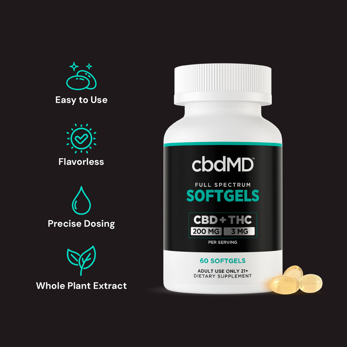 cbdMD, CBD Oil Softgels, Full Spectrum, 60ct, 6000mg CBD