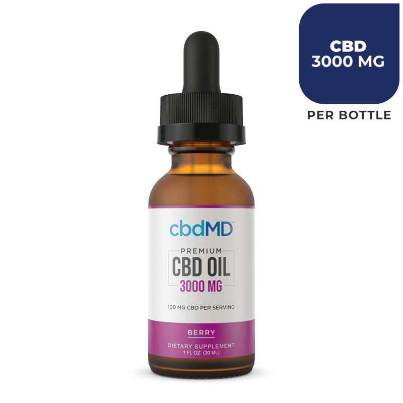 cbdMD, CBD Oil Tincture, Broad Spectrum THC-Free, Berry, 1oz, 3000mg CBD 1