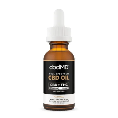 cbdMD, CBD Oil Tincture, Full Spectrum, Natural Flavor, 1fl oz, 60mg THC + 6000mg CBD