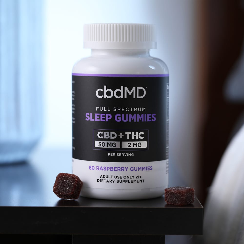 cbdMD, Sleep CBD Gummies, Full Spectrum, Raspberry, 60ct, 60mg THC + 1500mg CBD 1