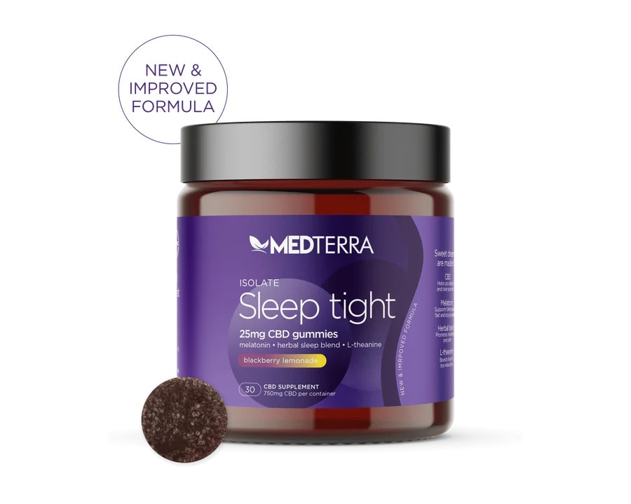 Medterra, CBD Gummies, Sleep Tight, Isolate THC-Free, Blackberry Lemonade, 30ct, 750mg CBD