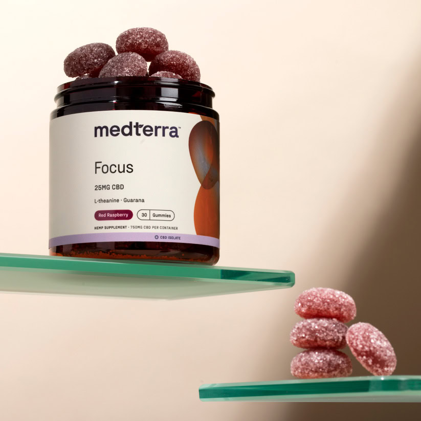Medterra, Focus CBD Gummies, Red Raspberry, Isolate THC-Free, 30ct, 750mg CBD