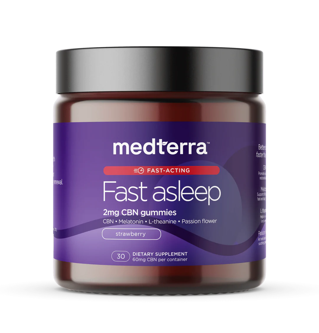 Medterra, Fast Asleep Fast-Acting CBN Gummies, Isolate THC-Free, Strawberry, 30ct, 60mg CBN 1