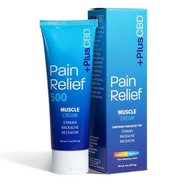 PlusCBD, CBD Pain Relief Muscle Cream, Full Spectrum, 4oz, 500mg CBD