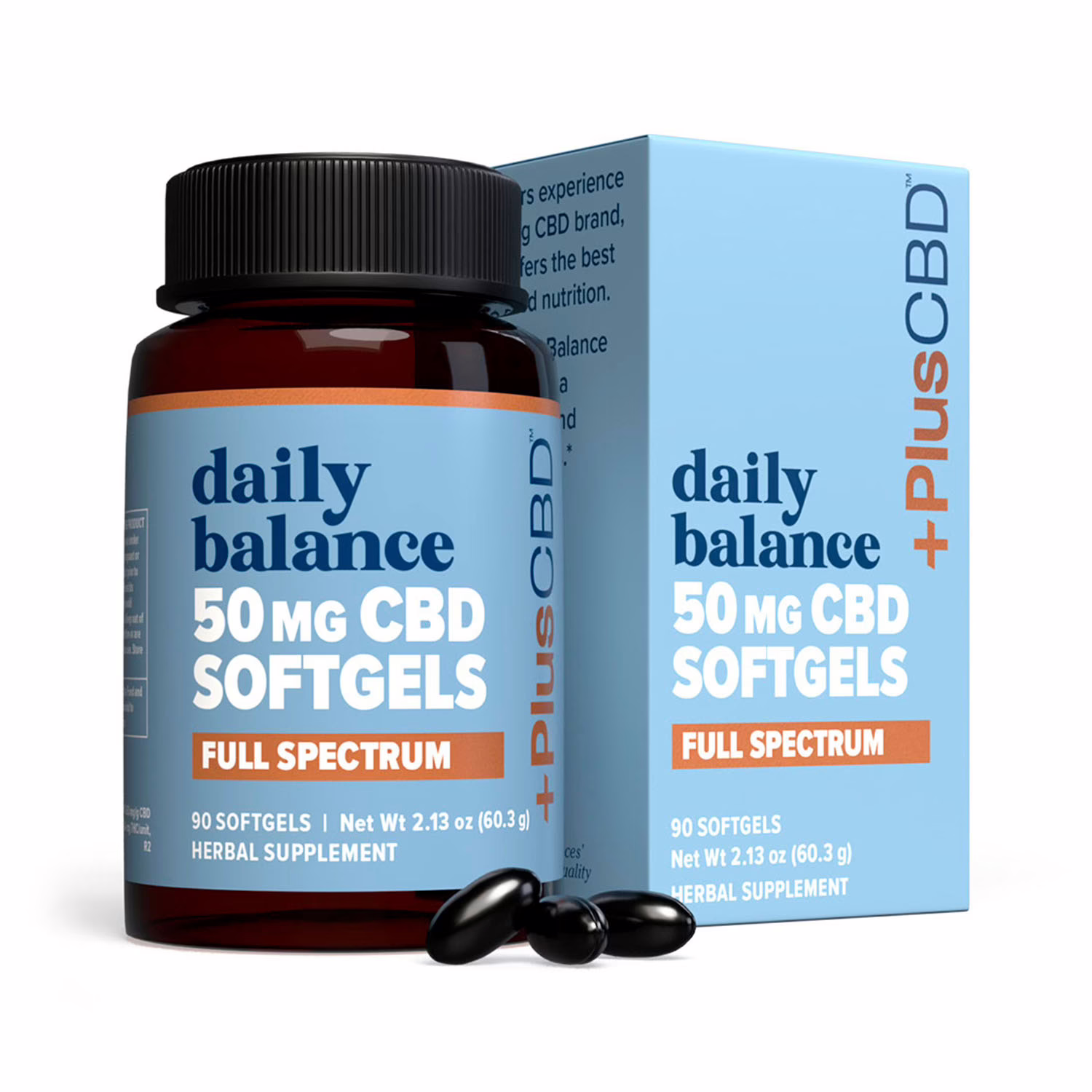 PlusCBD, Daily Balance 50mg CBD Softgels, Full Spectrum, 90ct, 4500mg CBD PlusCBD, Daily Balance 50mg CBD Softgels, Full Spectrum, 90ct, 4500mg CBD