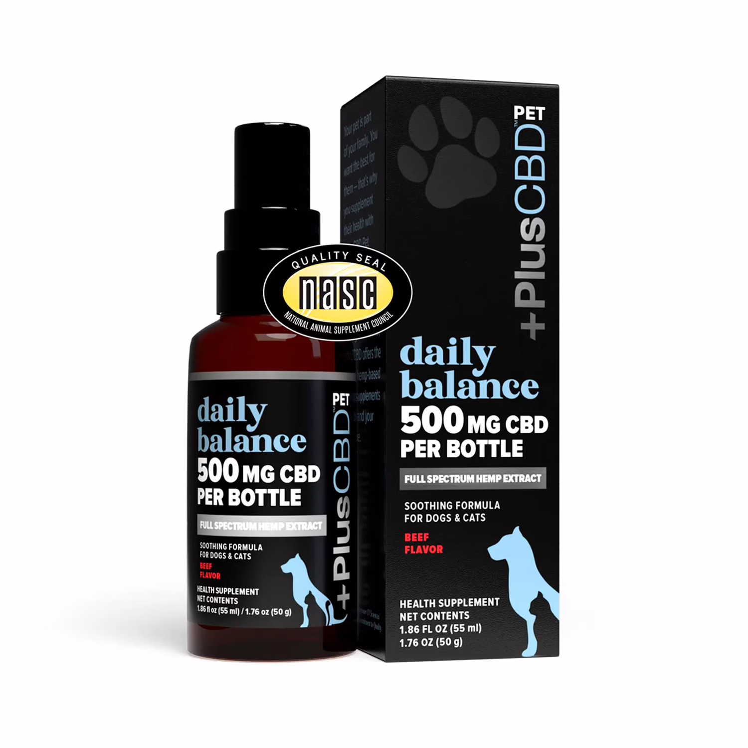 PlusCBD, Daily Balance Pet CBD Oil, Beef, Full Spectrum, 1.86fl oz, 500mg CBD PlusCBD, Daily Balance Pet CBD Oil, Beef, Full Spectrum, 1.86fl oz, 500mg CBD