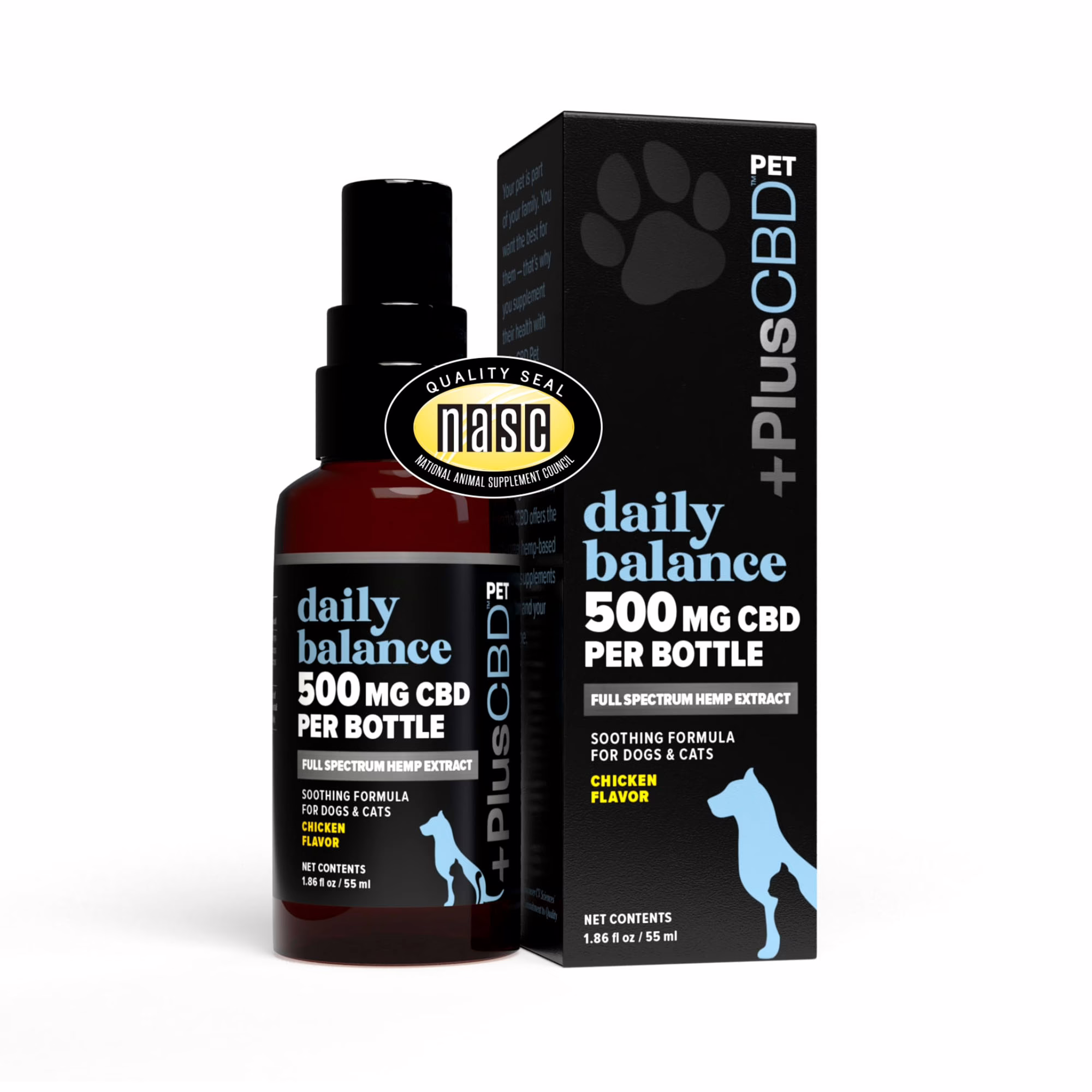 PlusCBD, Daily Balance Pet CBD Oil, Chicken, Full Spectrum, 1.86fl oz, 500mg CBD 2