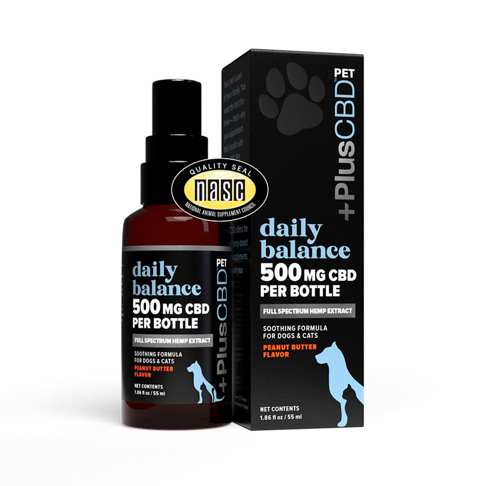 PlusCBD, Daily Balance Pet CBD Oil, Peanut Butter, Full Spectrum, 1.86fl oz, 500mg CBD