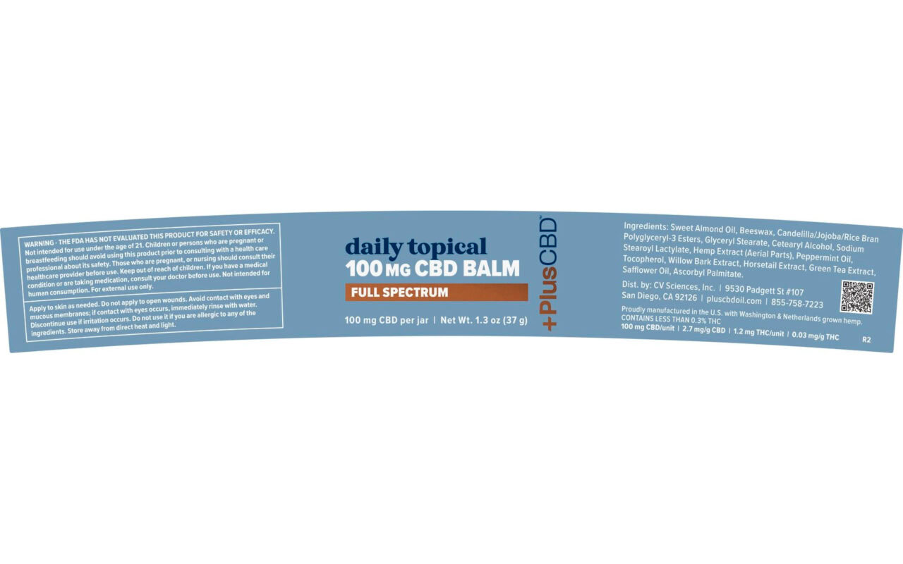 PlusCBD, CBD Balm, Full Spectrum, 1.3oz, 100mg CBD - CBD.market