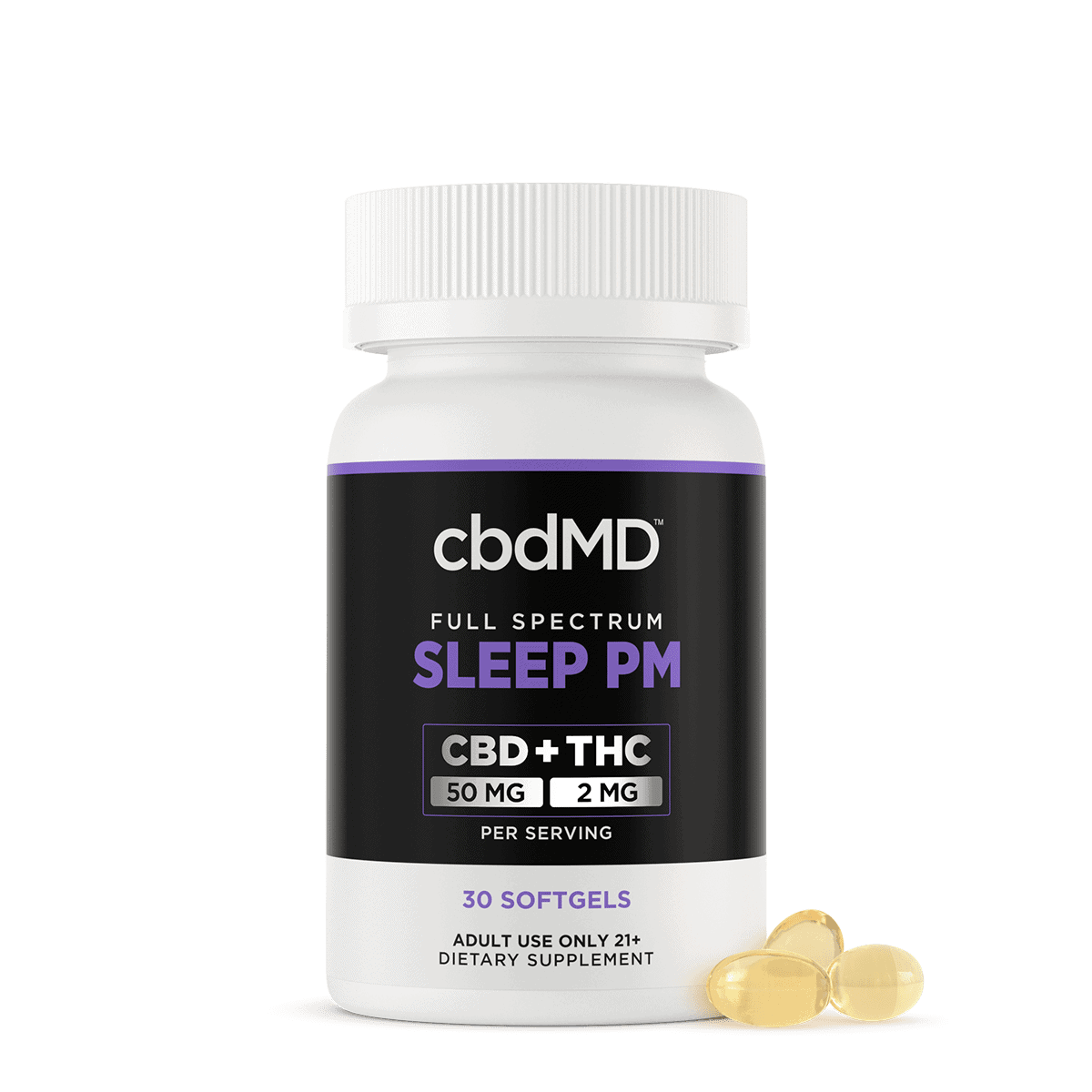 cbdMD, CBD Softgels Sleep PM, Full Spectrum, 30ct, 1500mg CBD