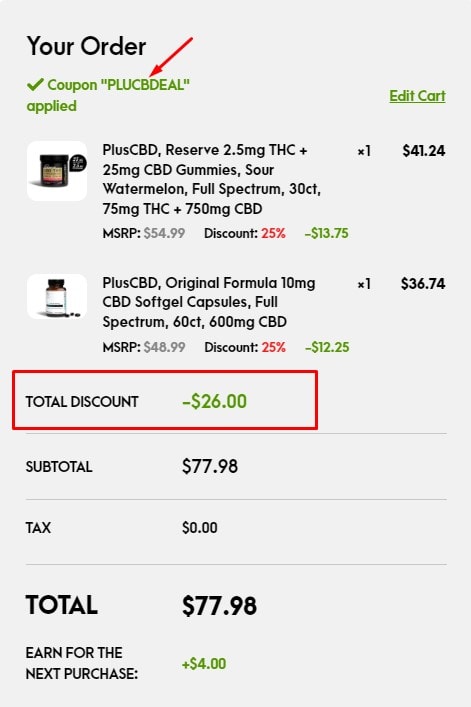 How to Apply PlusCBD Coupons? Step 5