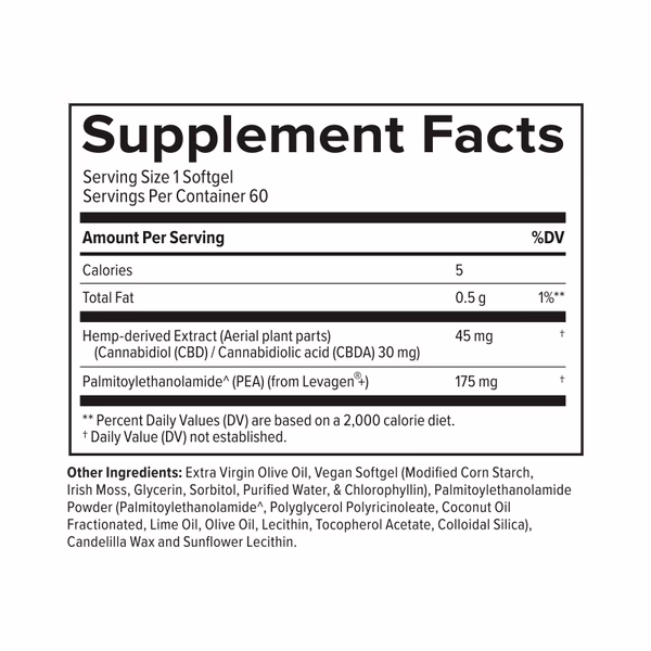 PlusCBD, Relief 30mg CBDA+CBD Softgels, Full Spectrum, 60ct, 1800mg CBDA+CBD