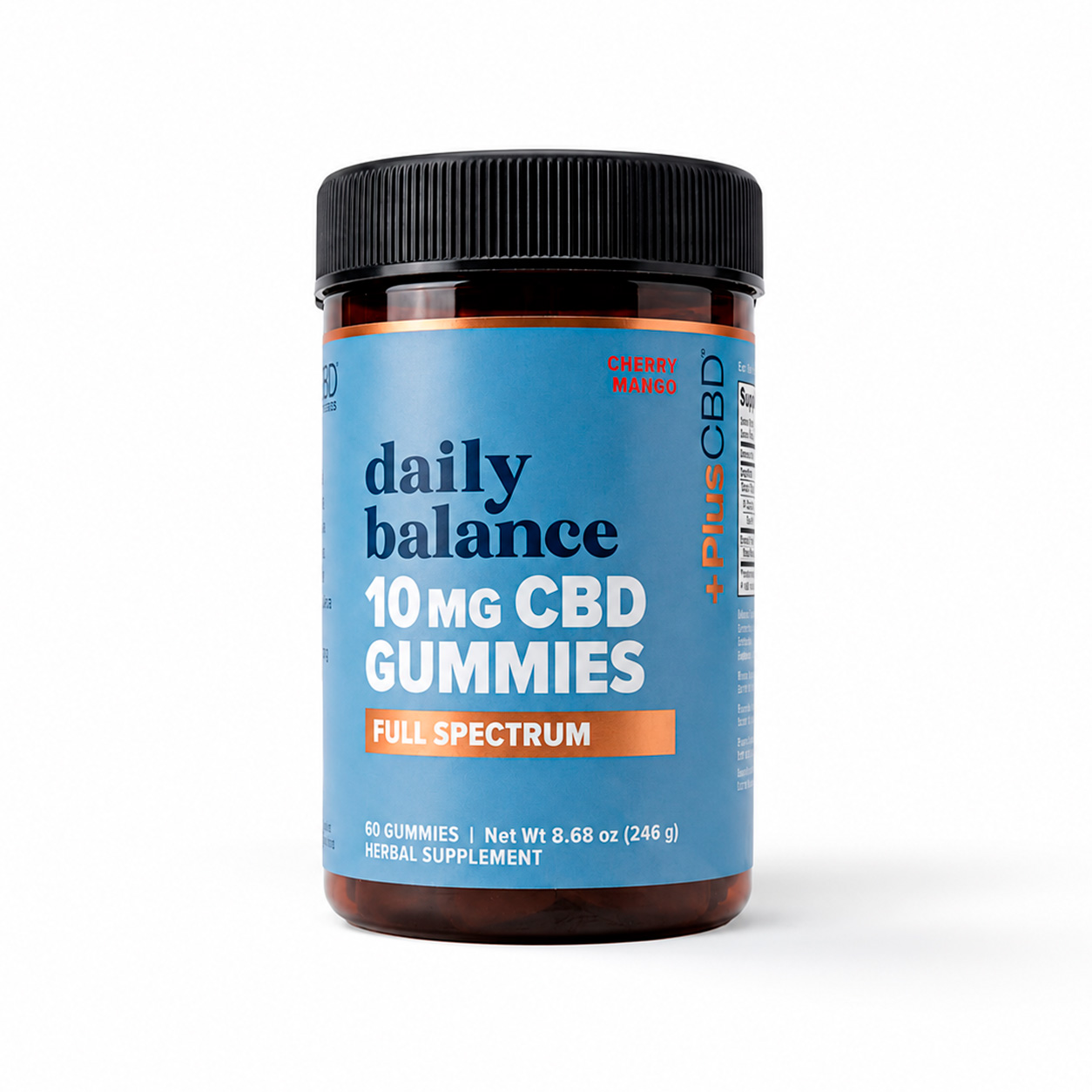 PlusCBD, Daily Balance CBD Gummies 10mg, Cherry Mango, Full Spectrum, 60ct, 600mg CBD PlusCBD, Daily Balance CBD Gummies 10mg, Cherry Mango, Full Spectrum, 60ct, 600mg CBD