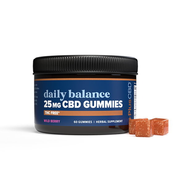 PlusCBD, Daily Balance 25mg CBD Gummies, Wild Berry, Isolate THC-Free, 60ct, 1500mg CBD