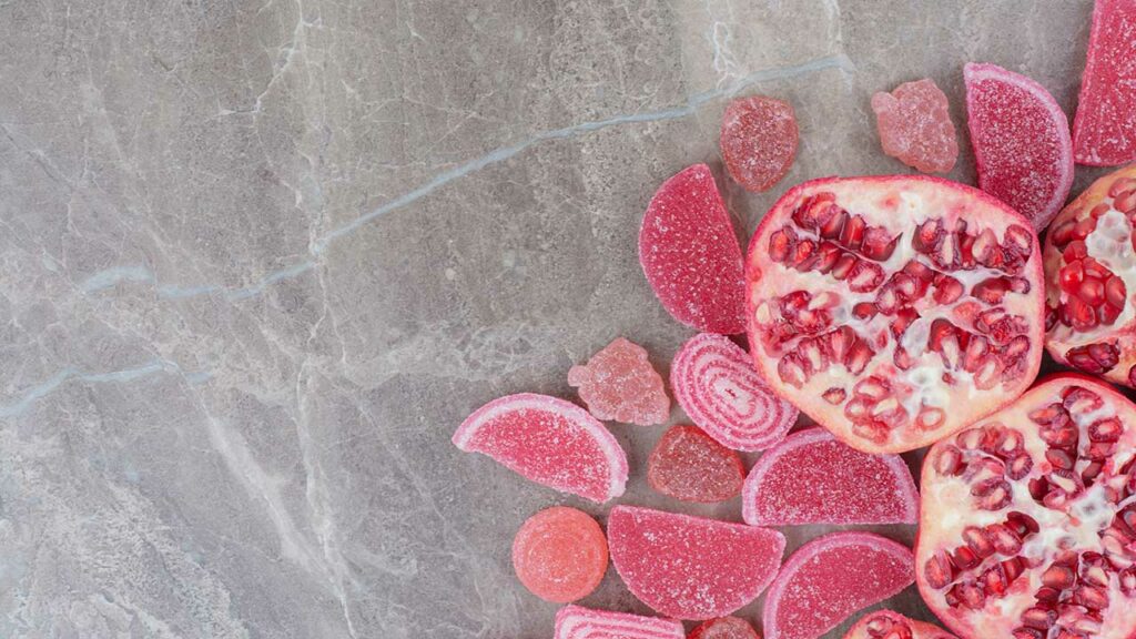 Pom Perfect gummies made using real pomegranate juice