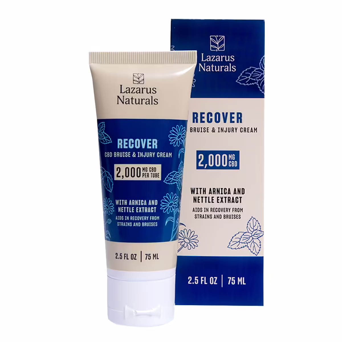 Lazarus Naturals, CBD Recover Bruise & Injury Cream, Full Spectrum, 2.5fl oz, 2000mg CBD Lazarus Naturals, CBD Recover Bruise & Injury Cream, Full Spectrum, 2.5fl oz, 2000mg CBD