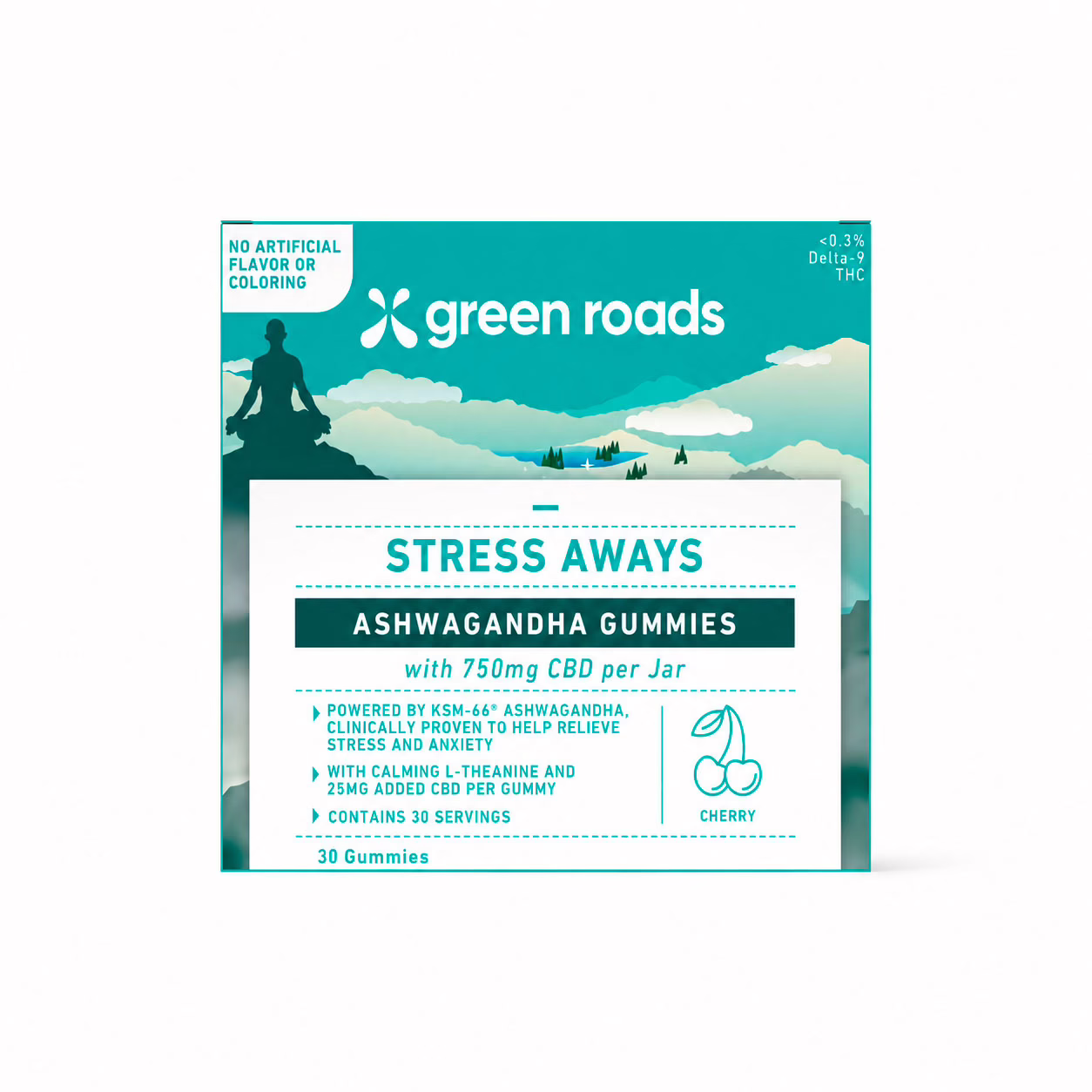 Green Roads, Stress Aways Ashwagandha CBD Gummies, Cherry, Isolate THC-Free, 30ct, 750mg CBD Green Roads, Stress Aways Ashwagandha CBD Gummies, Cherry, Isolate THC-Free, 30ct, 750mg CBD