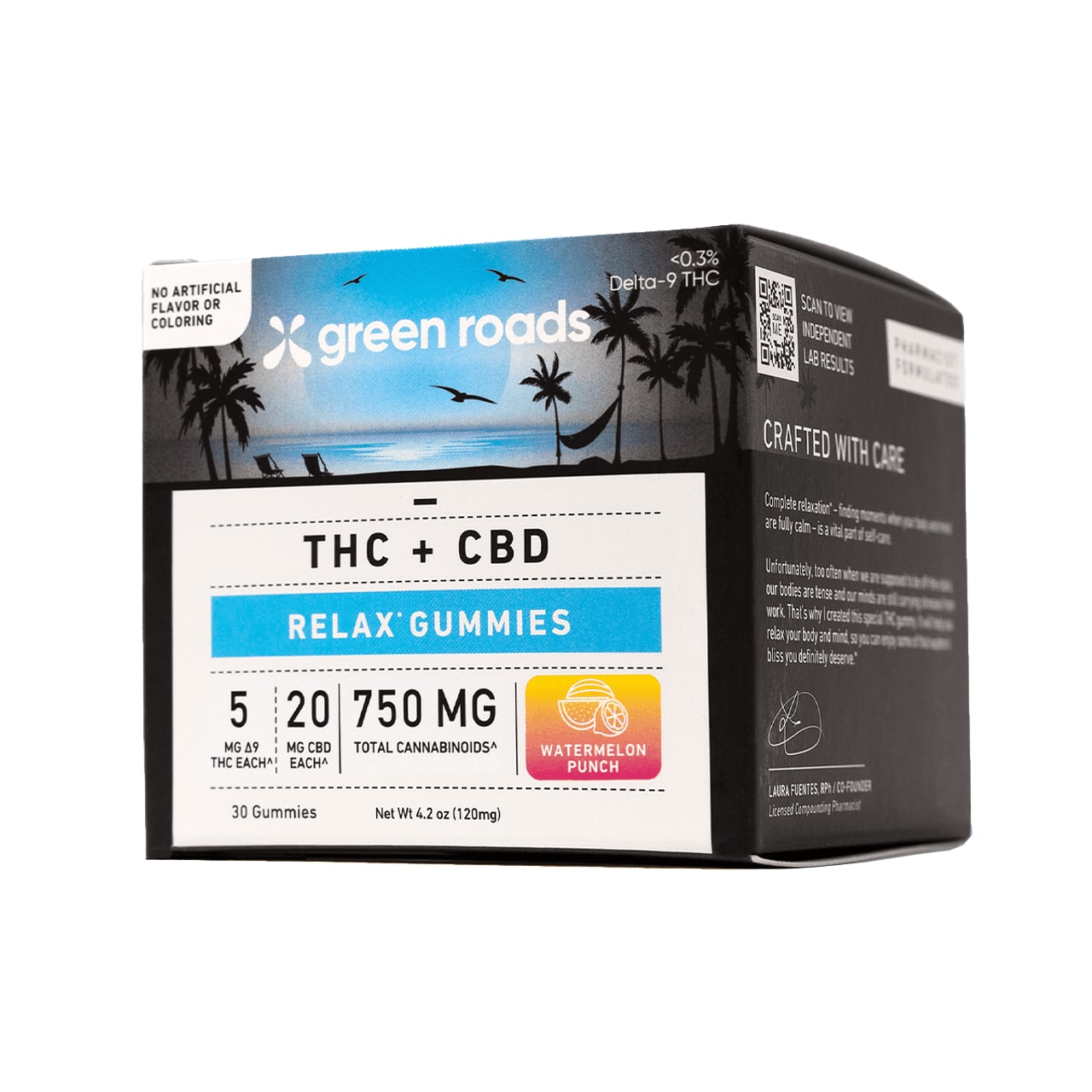 Green Roads, Watermelon Punch CBD+THC Relax Gummies, Full Spectrum, 30ct, 150mg THC + 600mg CBD