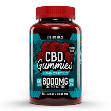 Hemp Bombs, Maximum Potency Sleep CBD+CBN Gummies with Melatonin, Cherry Haze, Isolate THC-Free, 60ct, 300mg CBN + 6000mg CBD