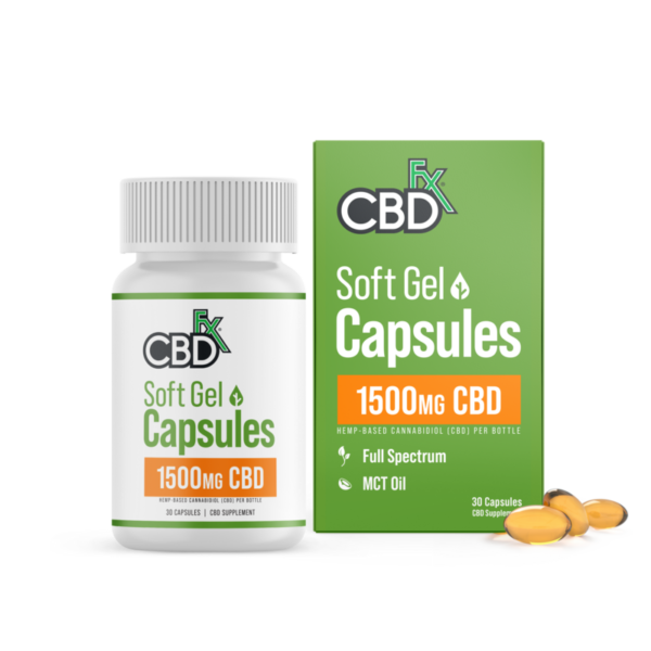 CBDfx, CBD Soft Gel Capsules 50mg, Full Spectrum, 30ct, 1500mg CBD