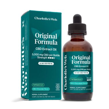 Charlotte’s Web, Original Formula CBD Oil 50mg, Mint Chocolate, Full Spectrum, 3.38fl oz, 5000mg CBD