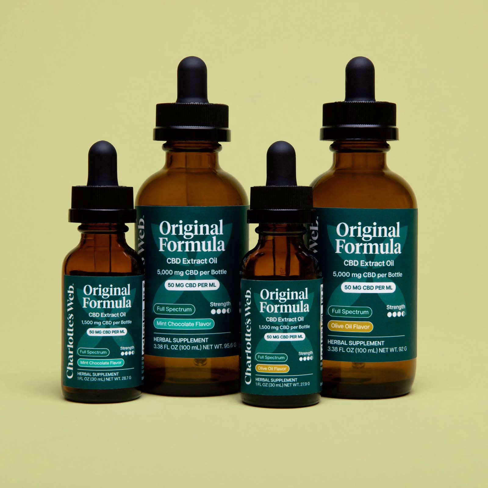 Charlotte’s Web, Original Formula CBD Oil 50mg, Mint Chocolate, Full Spectrum, 3.38fl oz, 5000mg CBD