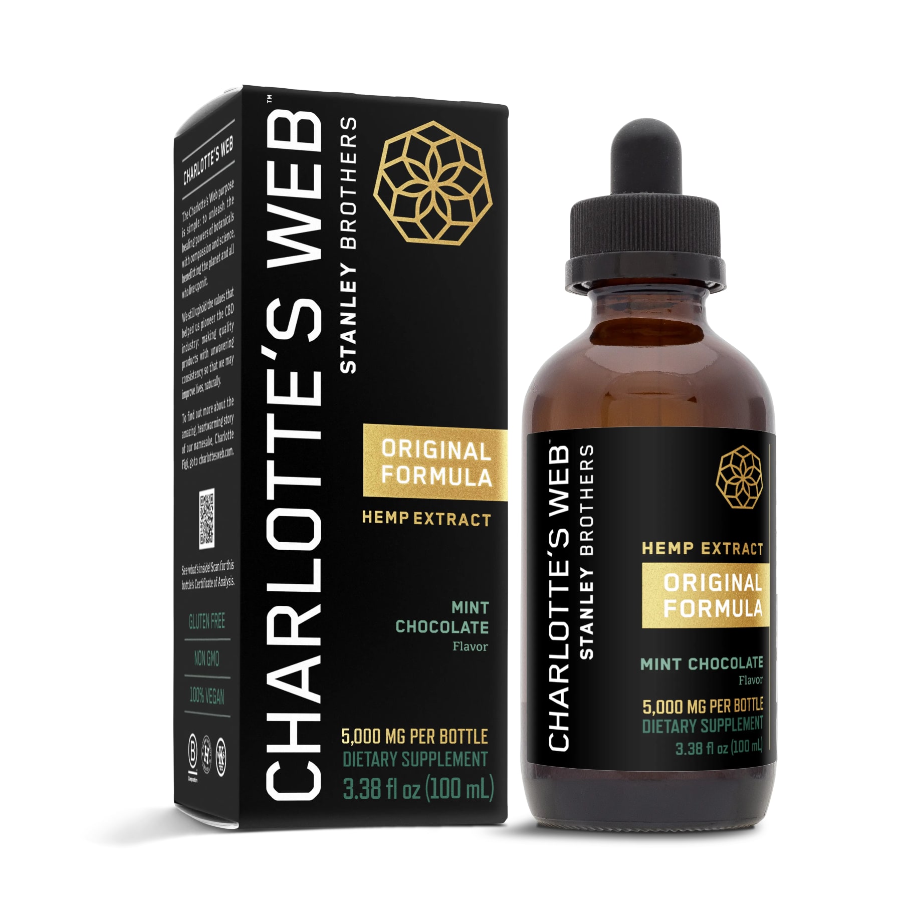 Charlotte’s Web, Original Formula CBD Oil 50mg:1ml, Full Spectrum, Mint Chocolate, 3.38oz, 5000mg CBD