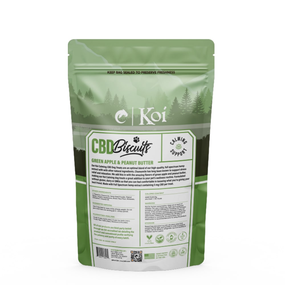Koi Pets, Koi CBD Dog Biscuits Calming Support, Green Apple & Peanut Butter, Full Spectrum, 30ct, 150mg CBD3