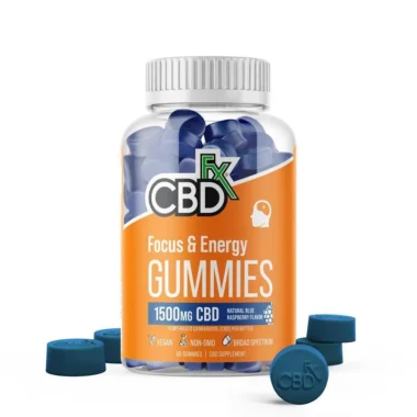 CBDfx, CBD Gummies for Focus & Energy, Blue Raspberry, Broad Spectrum THC-Free, 60ct, 1500mg CBD2