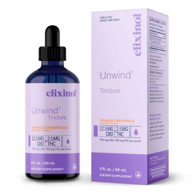 Elixinol, Unwind THC + CBD Tincture, Orange Creamsicle, Full Spectrum, 2fl oz, 150mg THC + 750mg CBD