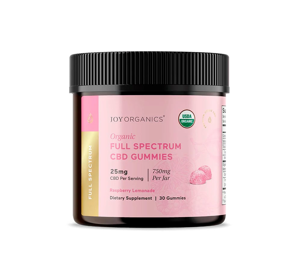 Joy Organics, CBD Gummies, Raspberry Lemonade, Full Spectrum, 30ct, 750mg CBD