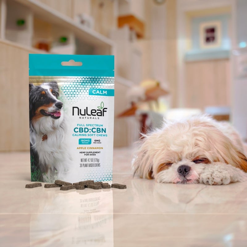 NuLeaf Naturals, CBD CBN Calming Chews for Dogs, Apple Cinnamon, Full Spectrum, 30ct, 60mg CBN + 120mg
