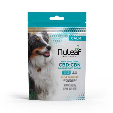 NuLeaf Naturals, CBD CBN Calming Chews for Dogs, Apple Cinnamon, Full Spectrum, 30ct, 60mg CBN + 120mg CBD