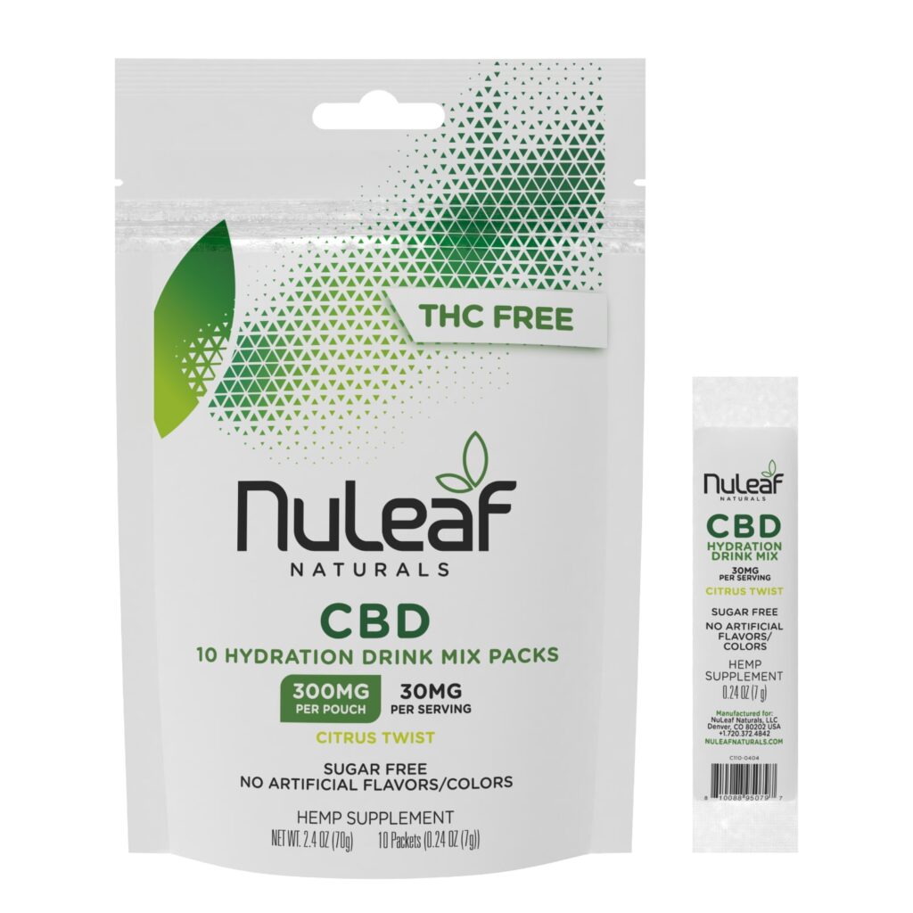 NuLeaf Naturals, CBD Drink Mix, Citrus Twist, Isolate THC-Free, 10ct, 300mg CBD