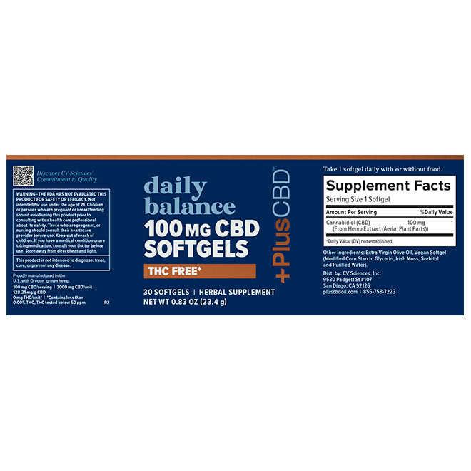 PlusCBD, Daily Balance 100mg CBD Softgels, Isolate THC-Free, 30ct, 3000mg CBD 3