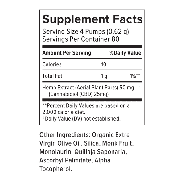 PlusCBD, Daily Balance 25mg CBD Oil, Monk Fruit, Full Spectrum, 1.86oz, 2000mg CBD