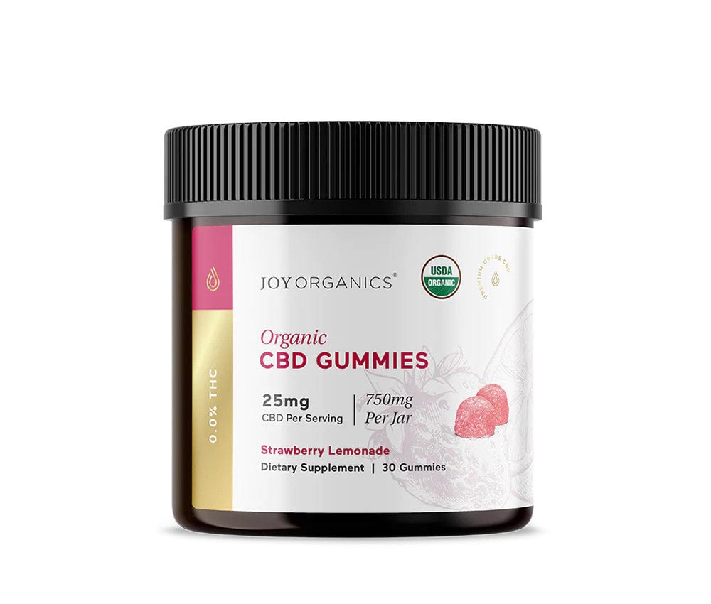 Joy Organics, CBD Gummies, Strawberry Lemonade, Broad Spectrum THC-Free, 30ct, 750mg CBD