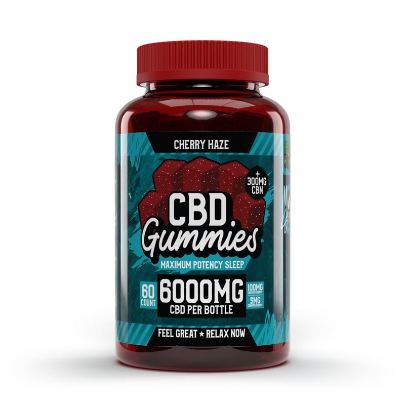 Hemp Bombs Maximum Potency Sleep CBD+CBN Gummies with Melatonin, Cherry Haze