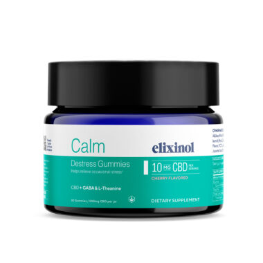 Elixinol, Calm Destress CBD Gummies, Cherry, Broad Spectrum THC-Free, 30ct, 300mg CBD