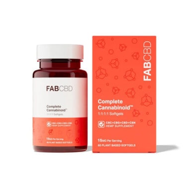 Fab CBD, Complete Cannabinoid CBD Softgels, Full Spectrum, 60ct, 225mg CBC + 225mg CBG + 225mg CBD + 225mg CBN
