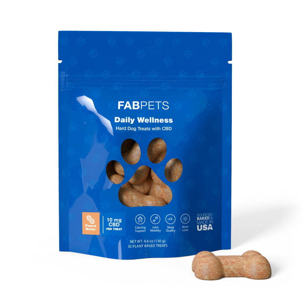 Fab CBD, Daily Wellness CBD Dog Treats, Peanut Butter, Full Spectrum, 30ct, 300mg CBD