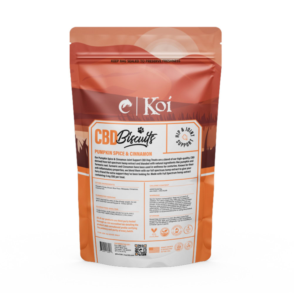 Koi Pets, Koi CBD Dog Biscuits Joint Support, Pumpkin Spice & Cinnamon, Full Spectrum, 30ct, 150mg CBD